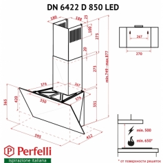 Вытяжка PERFELLI DN 6422 D 850 WH LED в Запорожье